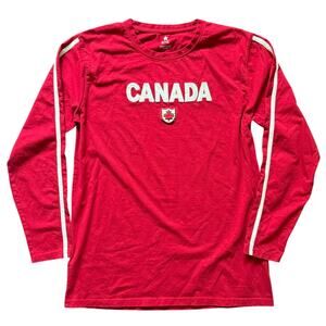 Canada Red Long Sleeve Crewneck T-Shirt XL Maple Leaf Graphic